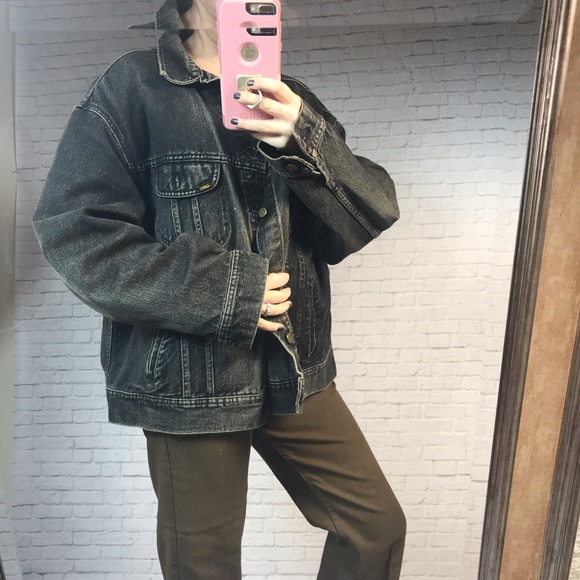 Mens Vintage Lee Xxl Jeans Jacket Black 
